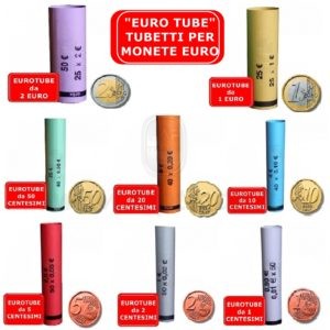 TUBI IN CARTONCINO PER CONFEZIONAMENTO MONETE EURO - "EURO TUBE"